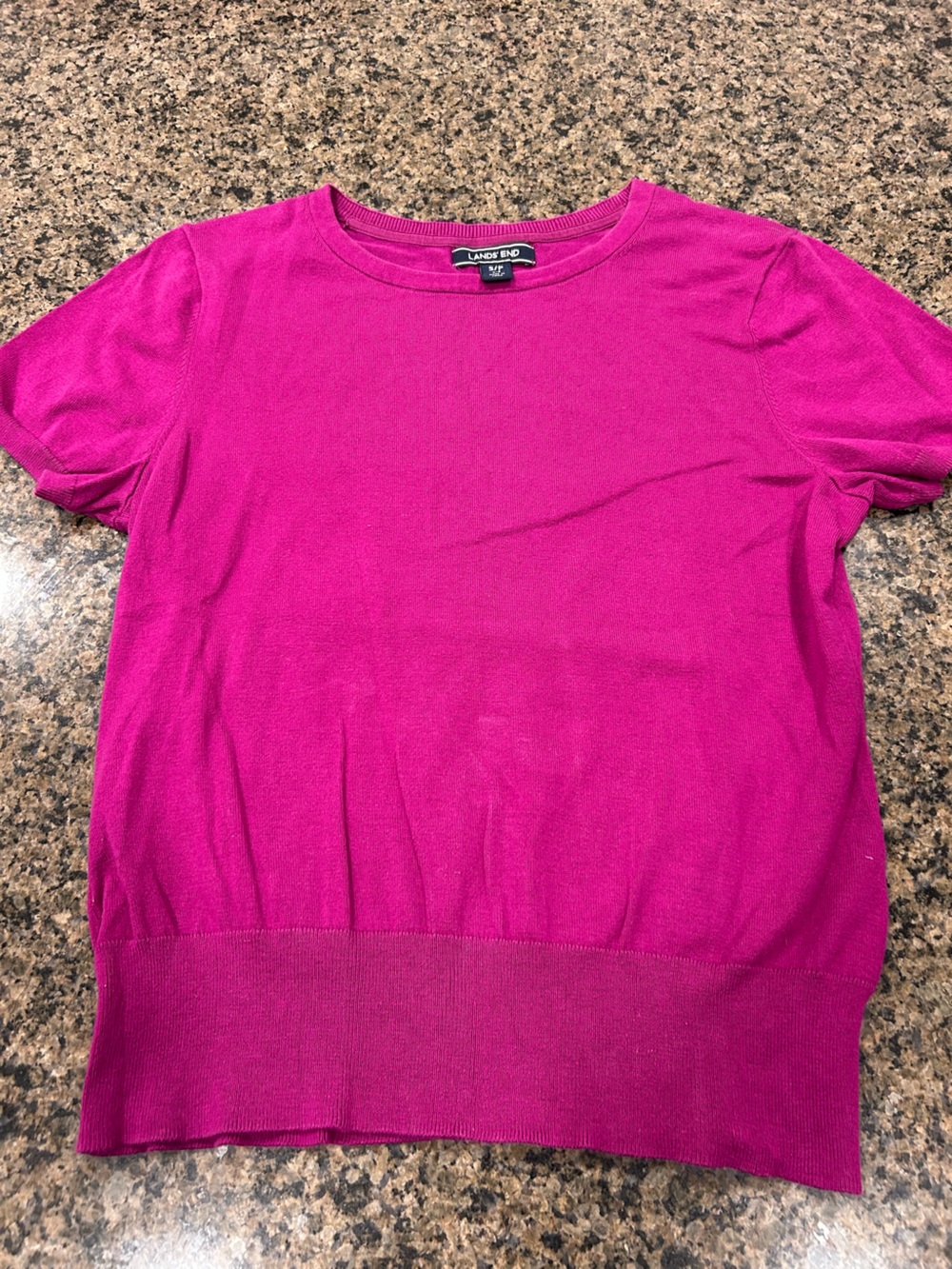 Lands' End Fuchsia Knit Short Sleeve Top
